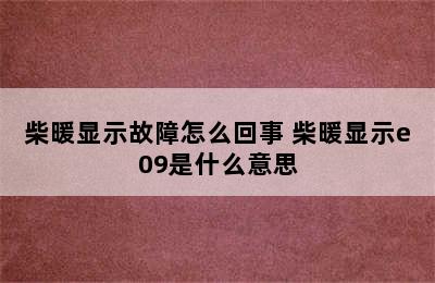 柴暖显示故障怎么回事 柴暖显示e09是什么意思